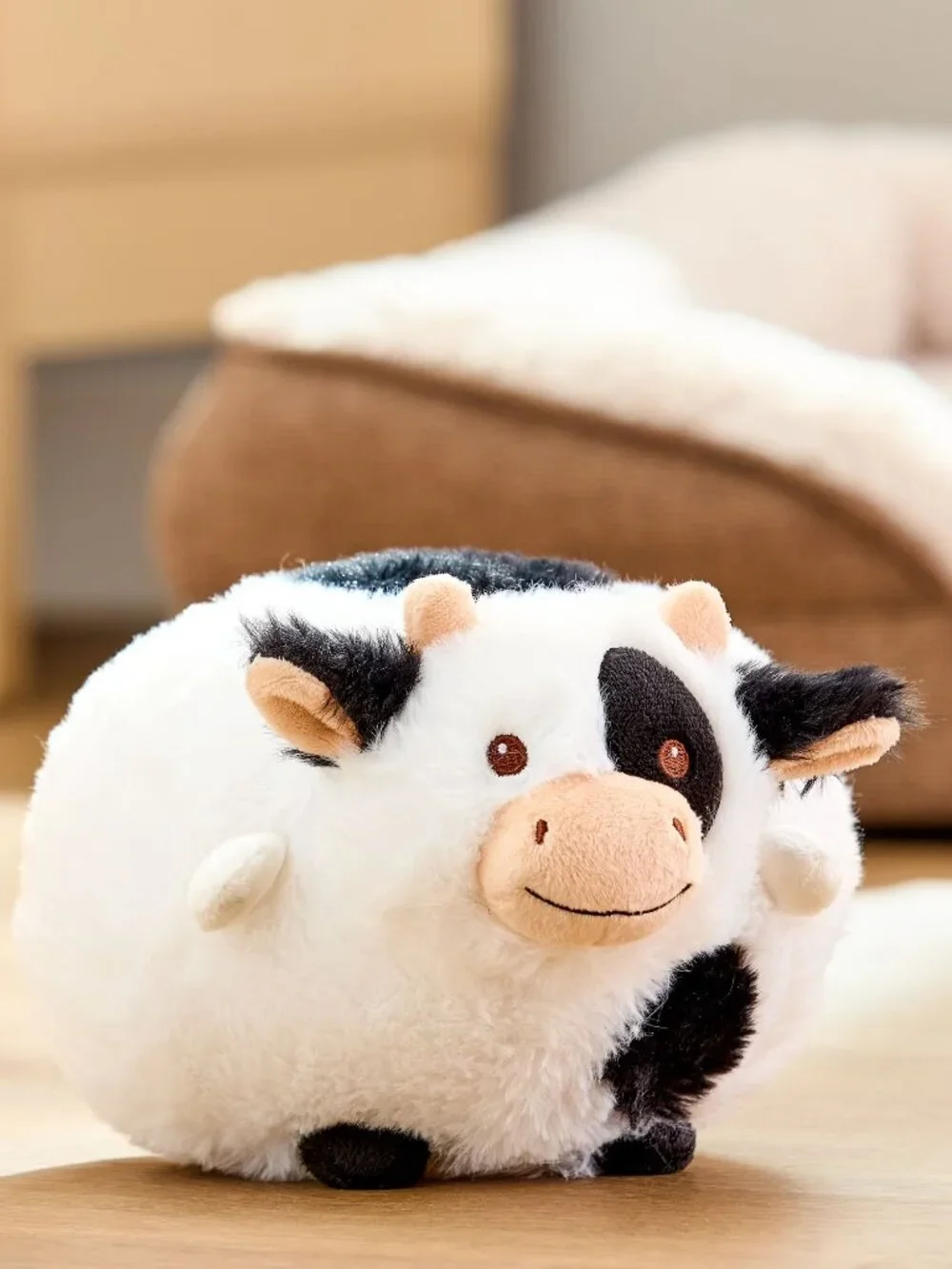 Vibrant Life Easter Round Plush Cow Dog Toy, Black and White Ball Squeaky, NWT